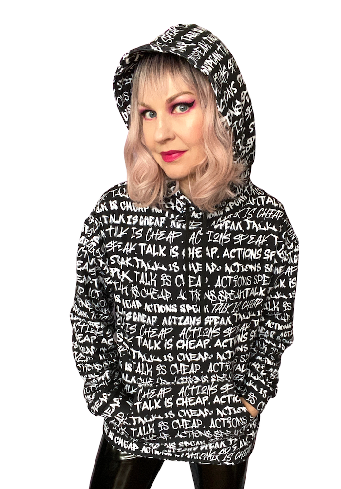 TALK IS CHEAP. ACTIONS SPEAK. Graffiti Unisex Hoodie - Punk Majesty Streetwear
