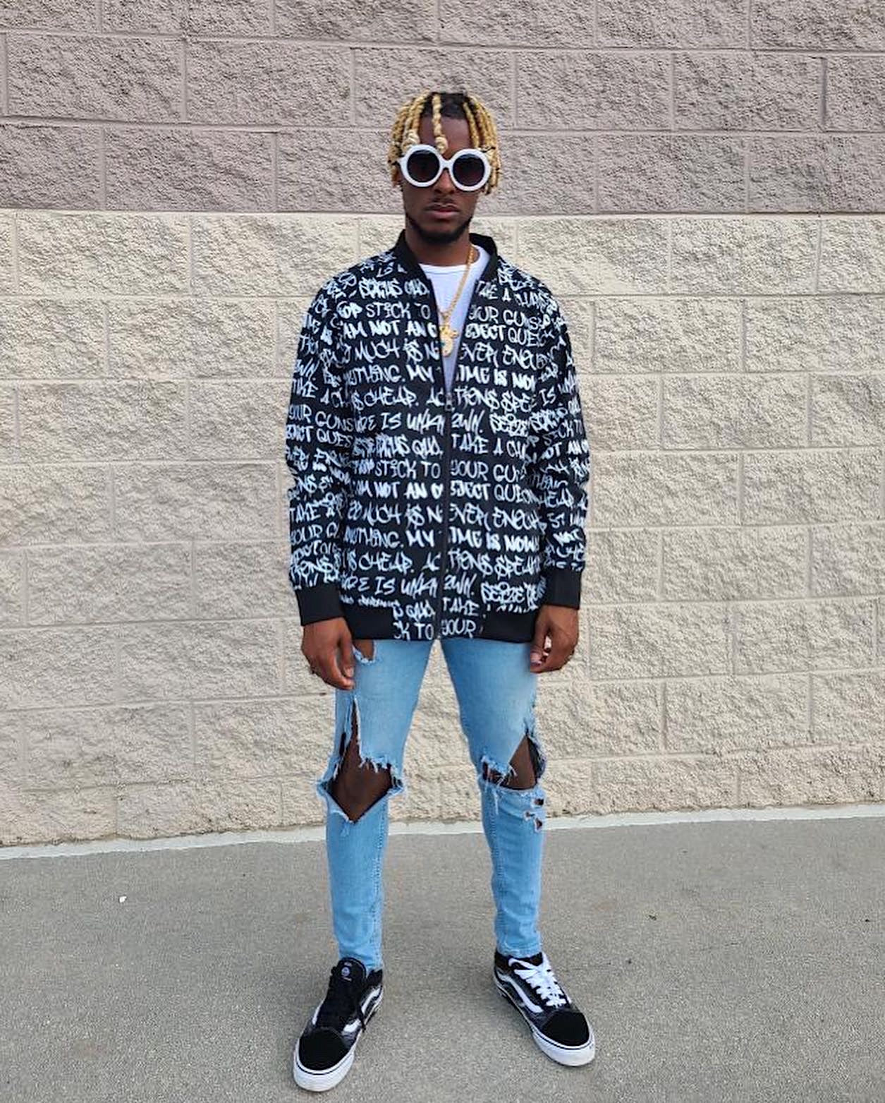 Empowering Graffiti Men's Bomber Jacket - Punk Majesty Streetwear