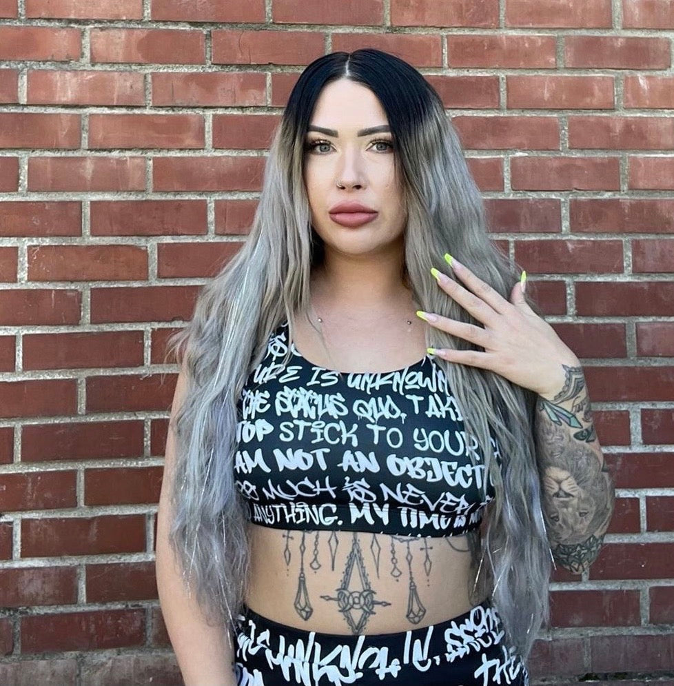 Empowering Graffiti Women's Seamless Sports Bra - Punk Majesty Streetwear