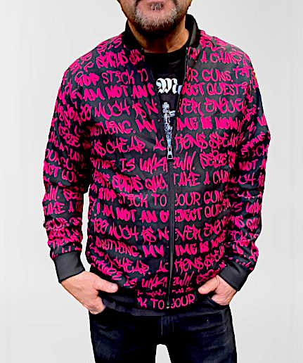 Empowering Pink Graffiti Men's Bomber Jacket - Punk Majesty Streetwear