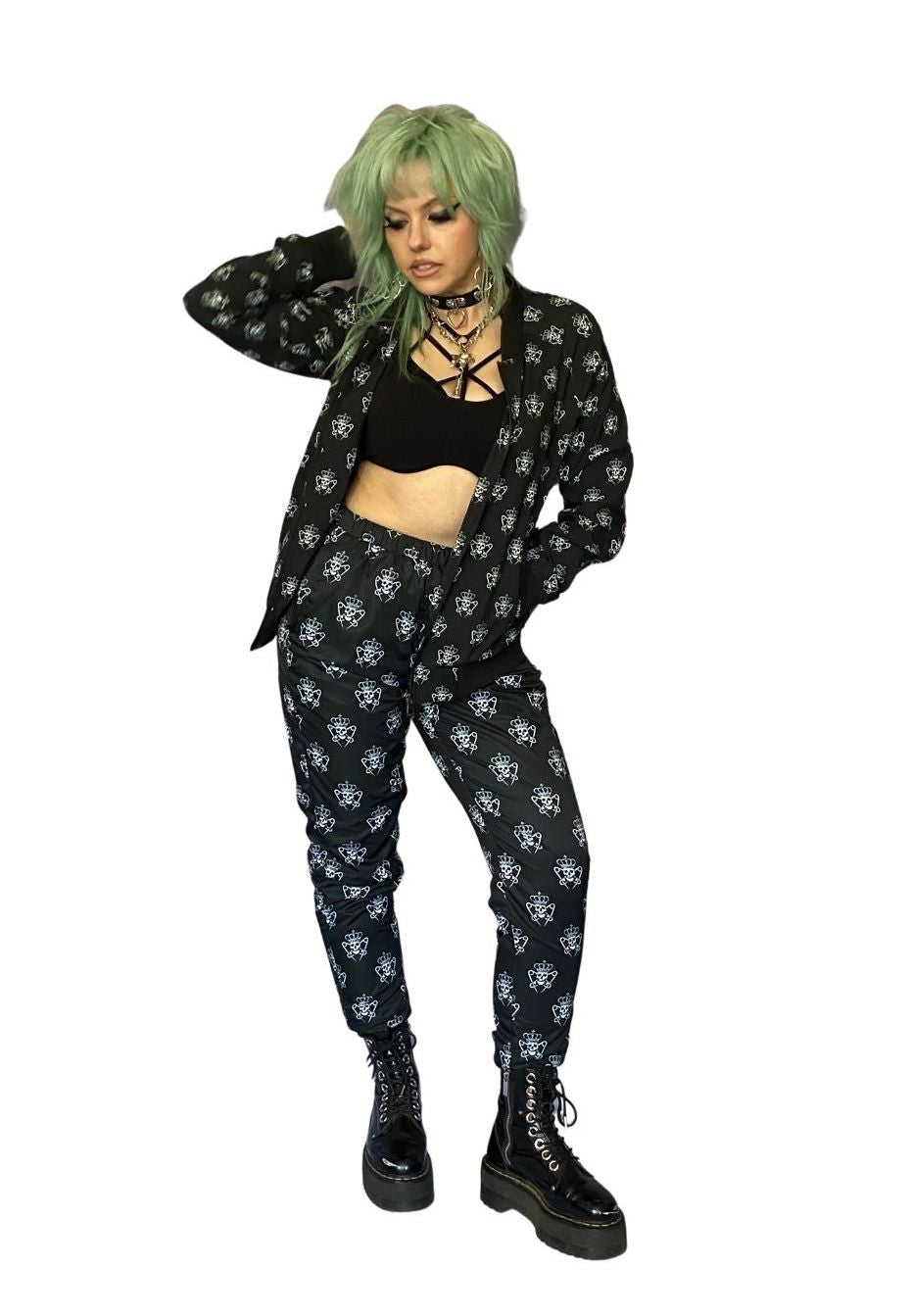 Punk Majesty Logo Pattern Women's Track Pants - Punk Majesty Streetwear