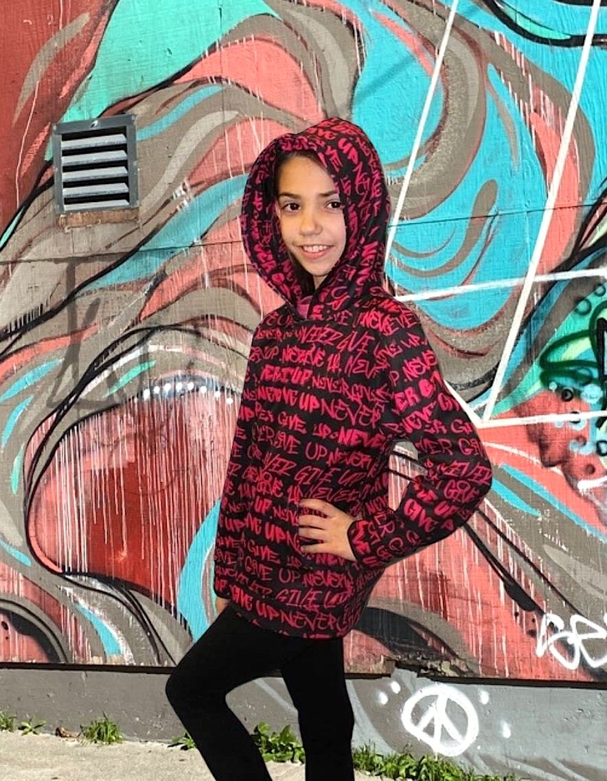 Punk Majesty NEVER GIVE UP Empowering Graffiti Kids Hoodie - Punk Majesty Streetwear