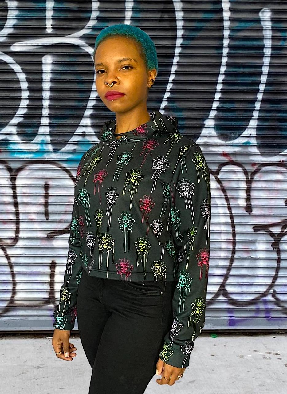 Punk Majesty Logo Drip Women's Cropped Hoodie - Punk Majesty Streetwear