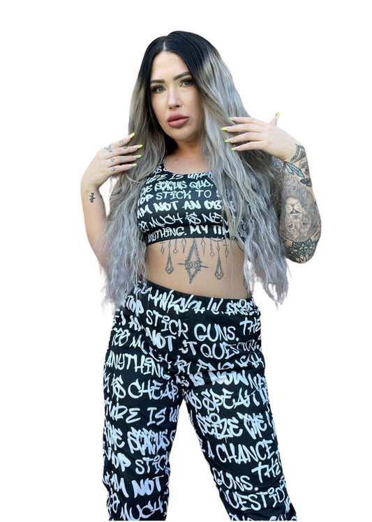 Empowering Graffiti Women's Seamless Sports Bra - Punk Majesty Streetwear