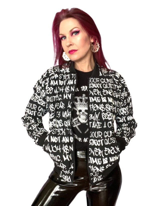 Empowering Graffiti Women's Bomber Jacket - Punk Majesty Streetwear