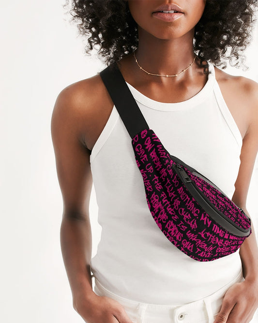 Empowering Pink Graffiti Crossbody Sling Bag - Punk Majesty Streetwear