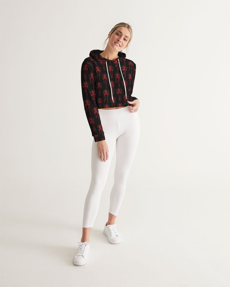 Punk Majesty Red Logo Drip Women's Cropped Hoodie - Punk Majesty Streetwear