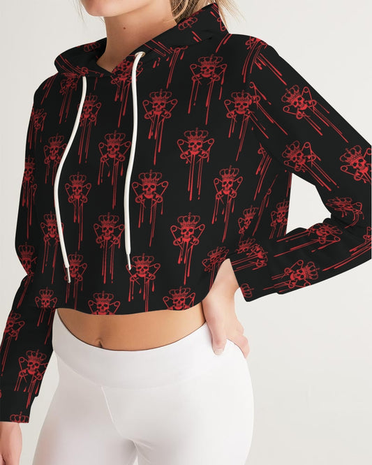 Punk Majesty Red Logo Drip Women's Cropped Hoodie - Punk Majesty Streetwear