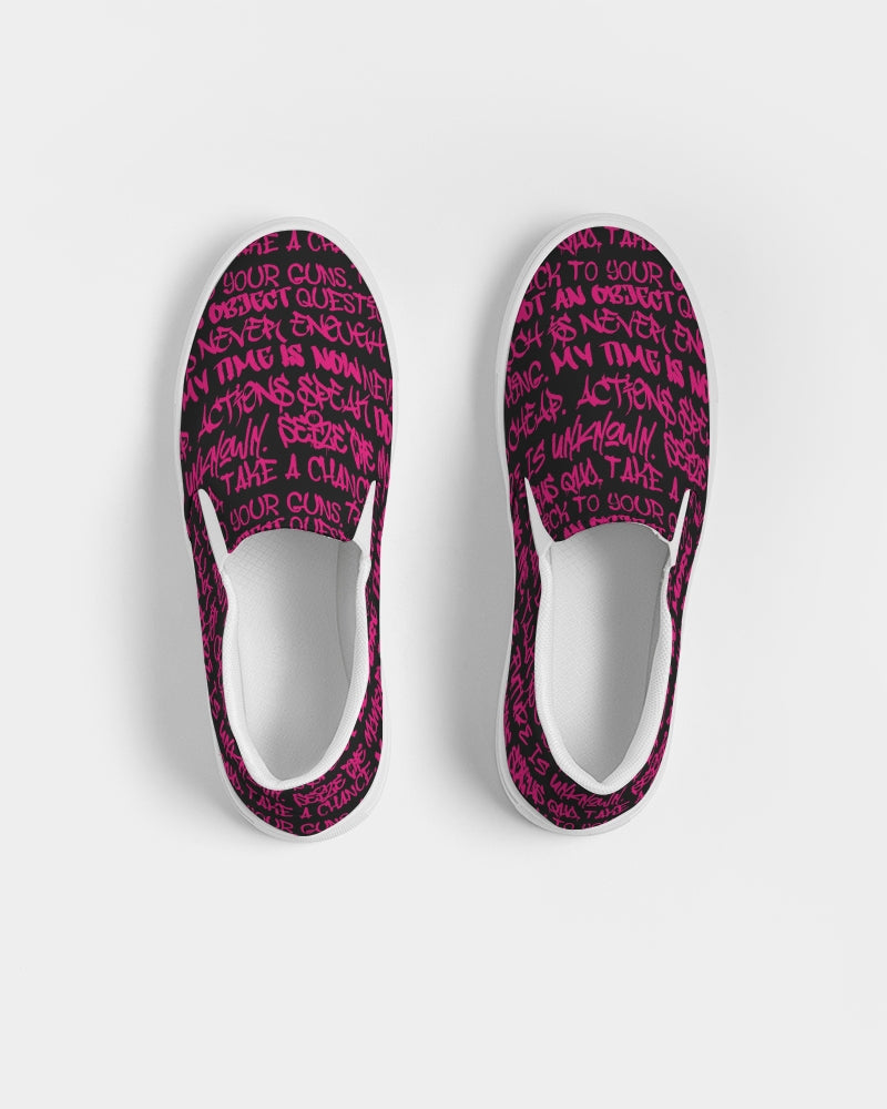Empowering Pink Graffiti Women's Slip-On Canvas Shoe - Punk Majesty Streetwear