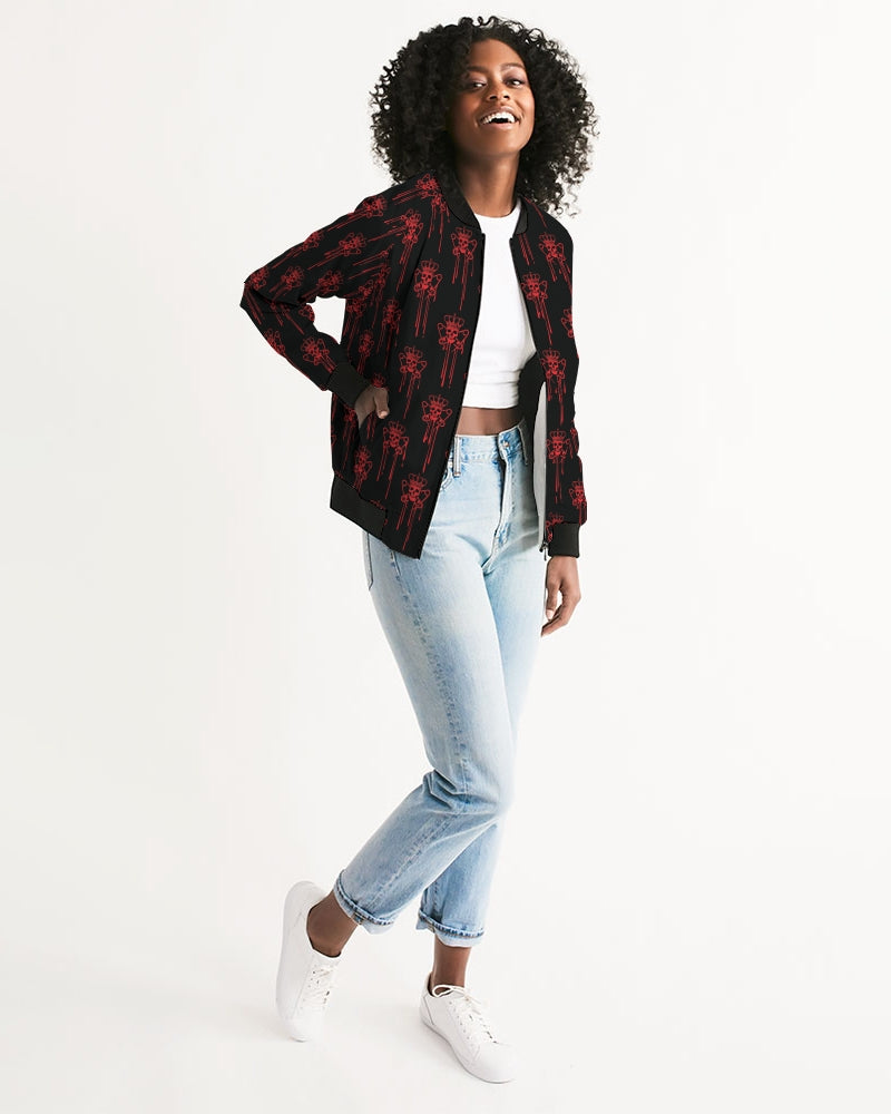 Punk Majesty Red Logo Drip Women's Bomber Jacket - Punk Majesty Streetwear