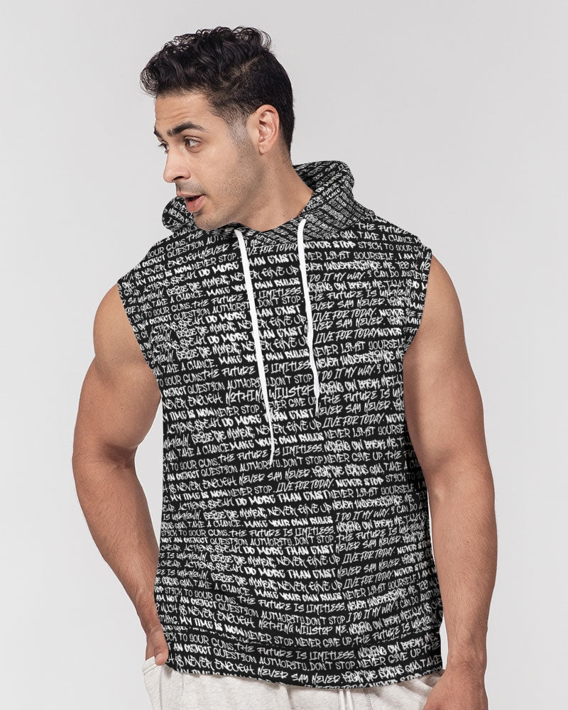 Black & White Empowering Graffiti Men's Sleeveless Hoodie