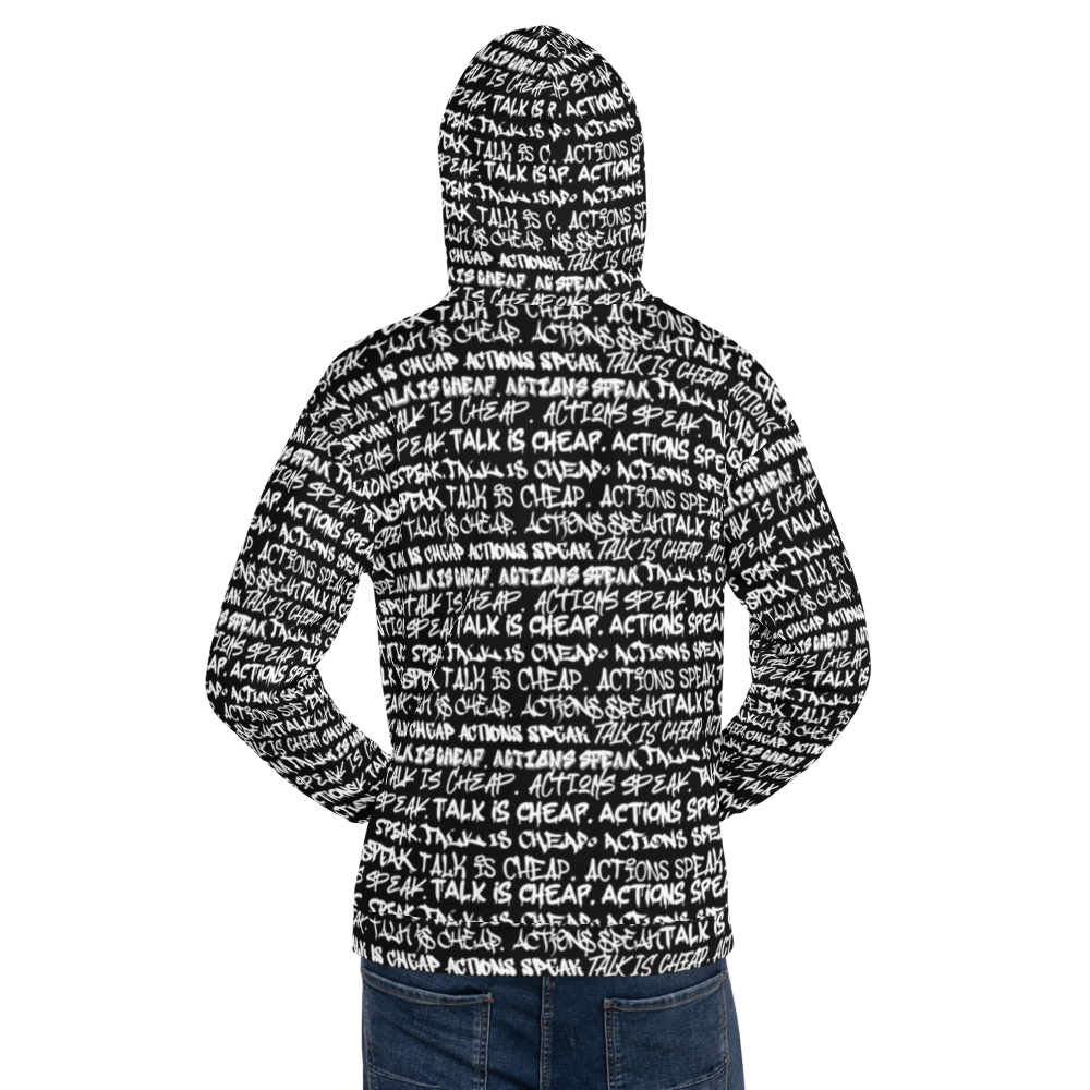 TALK IS CHEAP. ACTIONS SPEAK. Graffiti Unisex Hoodie - Punk Majesty Streetwear