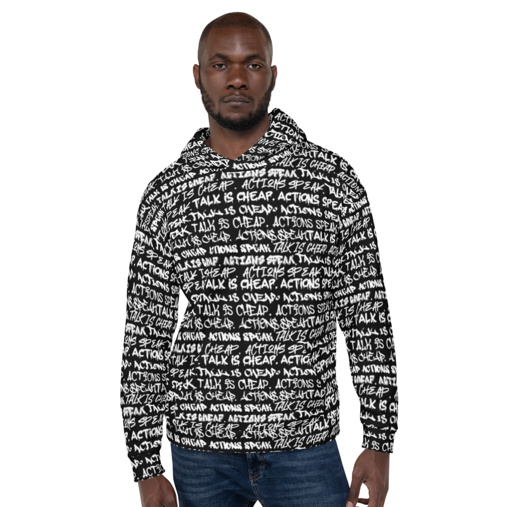 TALK IS CHEAP. ACTIONS SPEAK. Graffiti Unisex Hoodie - Punk Majesty Streetwear