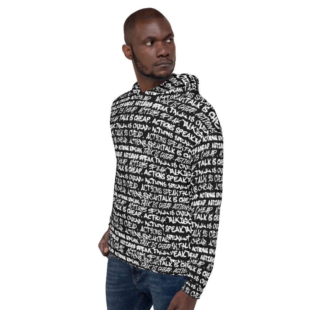 TALK IS CHEAP. ACTIONS SPEAK. Graffiti Unisex Hoodie - Punk Majesty Streetwear