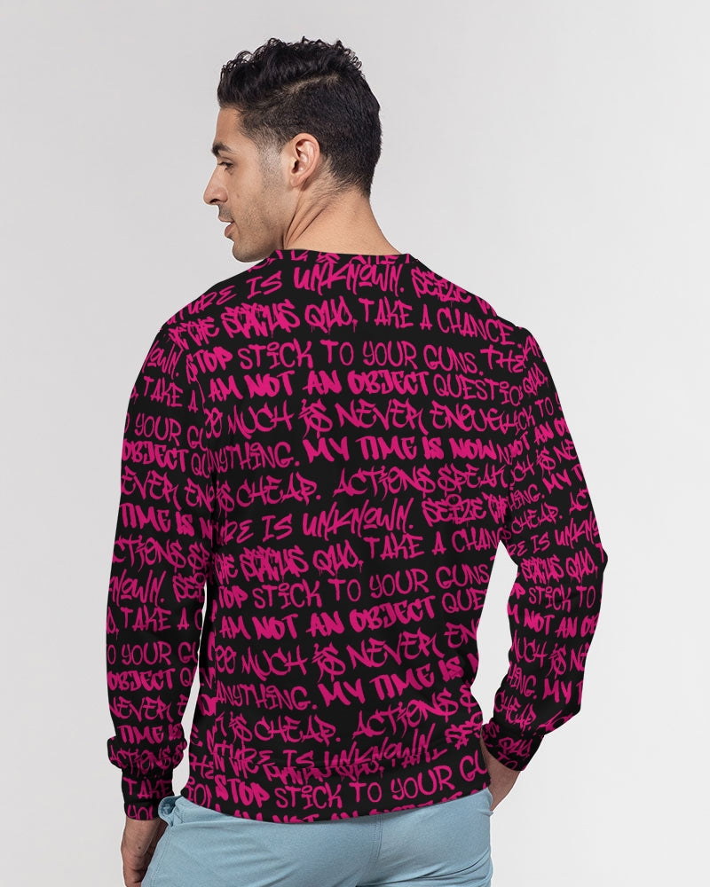 Empowering Pink Graffiti Men's Classic French Terry Crewneck Pullover - Punk Majesty Streetwear