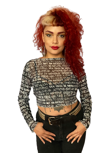 Black & White Graffiti Mesh Crop top