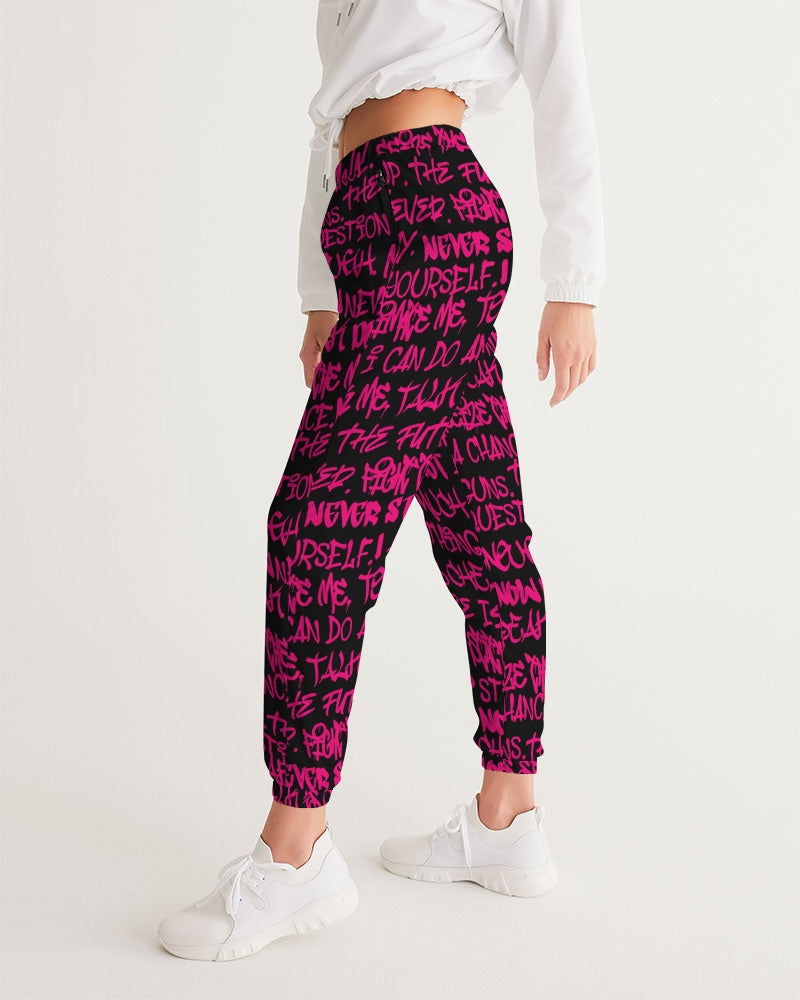Womens Joggers, Black and pink graffiti