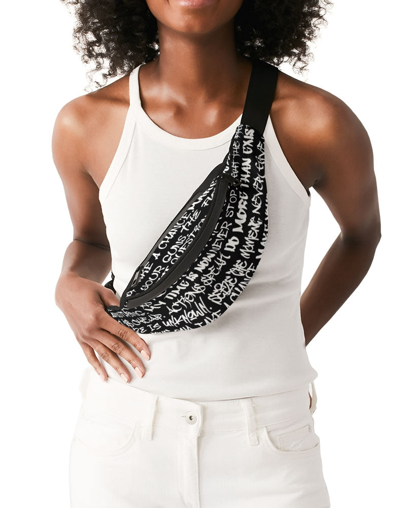 Empowering White Graffiti Crossbody Sling Bag - Punk Majesty Streetwear
