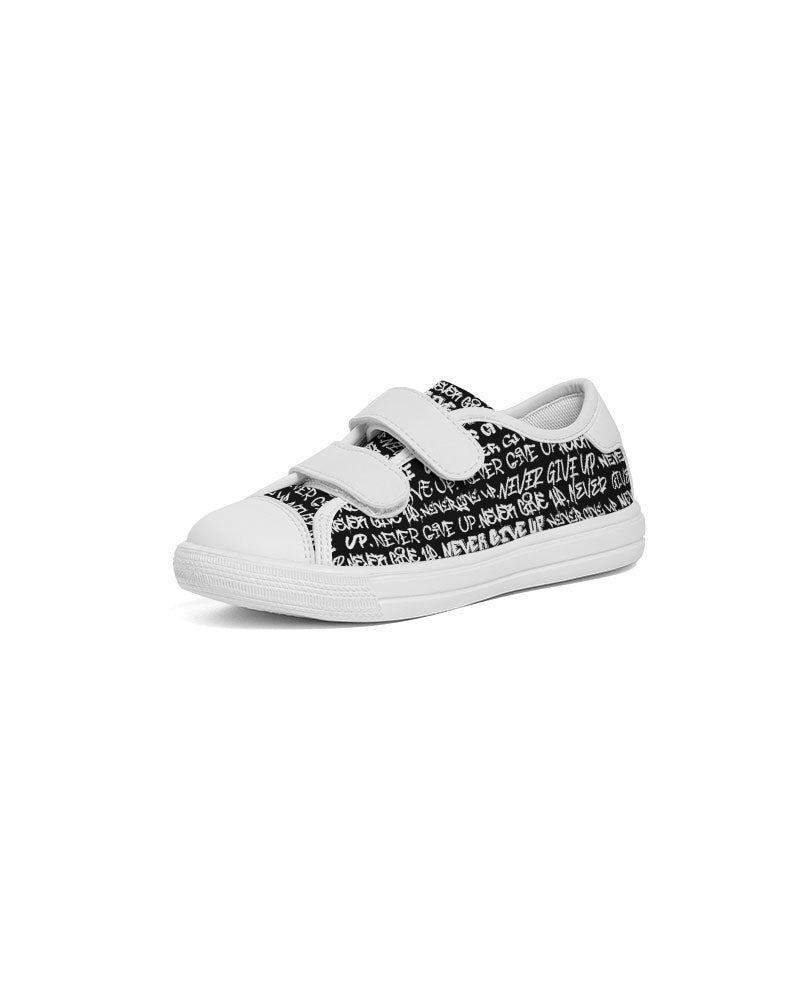 NeverGiveUpWhiteGraffiti Kids Velcro Sneaker - Punk Majesty Streetwear