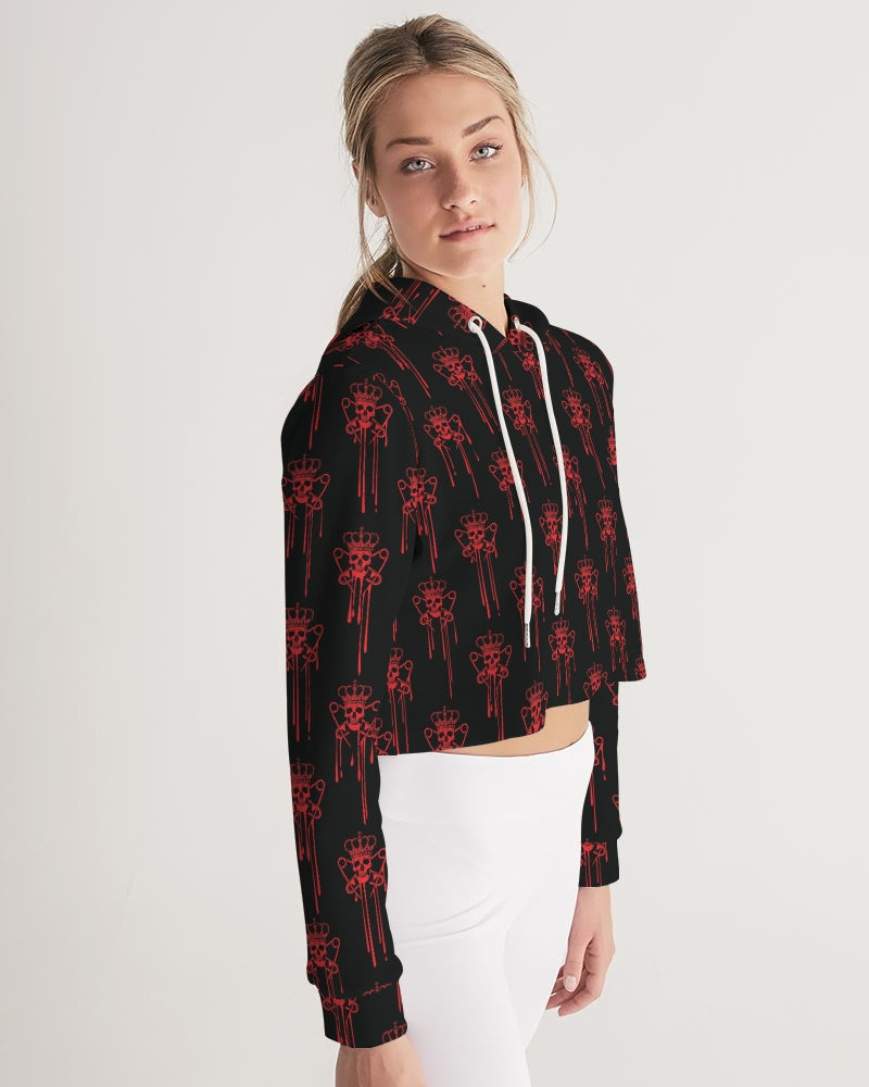 Punk Majesty Red Logo Drip Women's Cropped Hoodie - Punk Majesty Streetwear