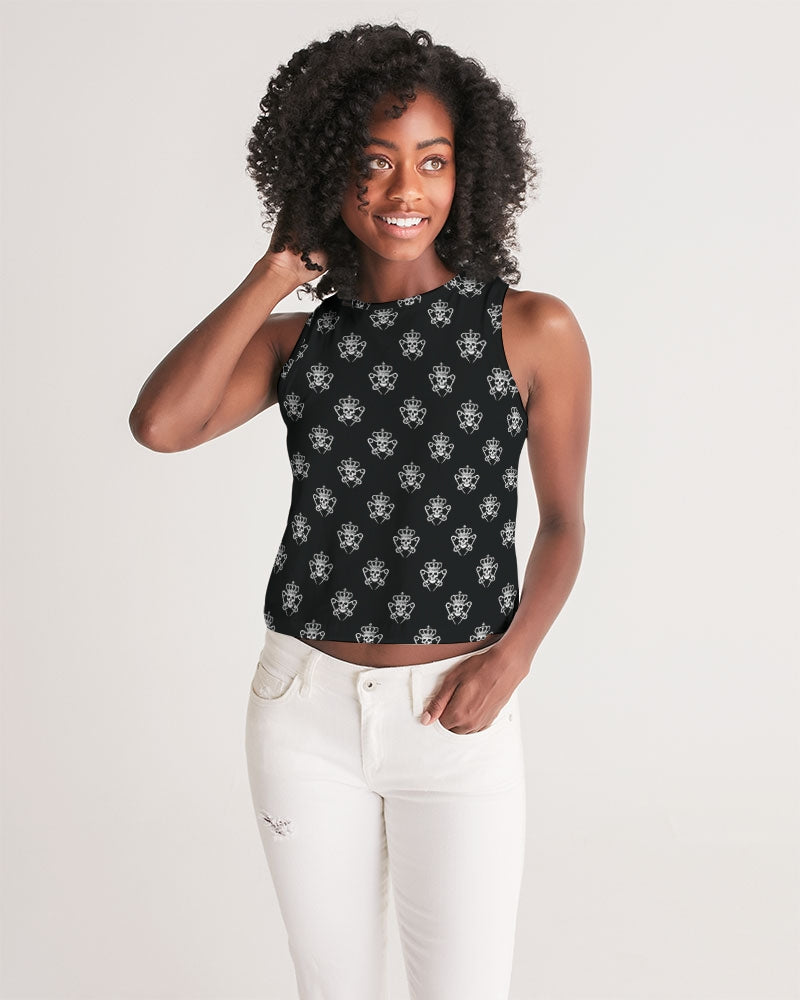 Logo Pattern Women's Cropped Tank - Punk Majesty Streetwear