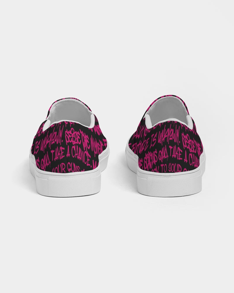 Empowering Pink Graffiti Women's Slip-On Canvas Shoe - Punk Majesty Streetwear