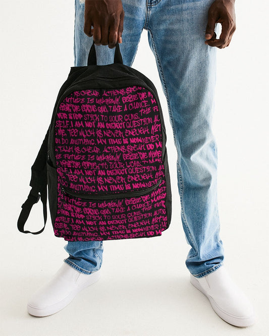Empowering Pink Graffiti Small Canvas Backpack - Punk Majesty Streetwear