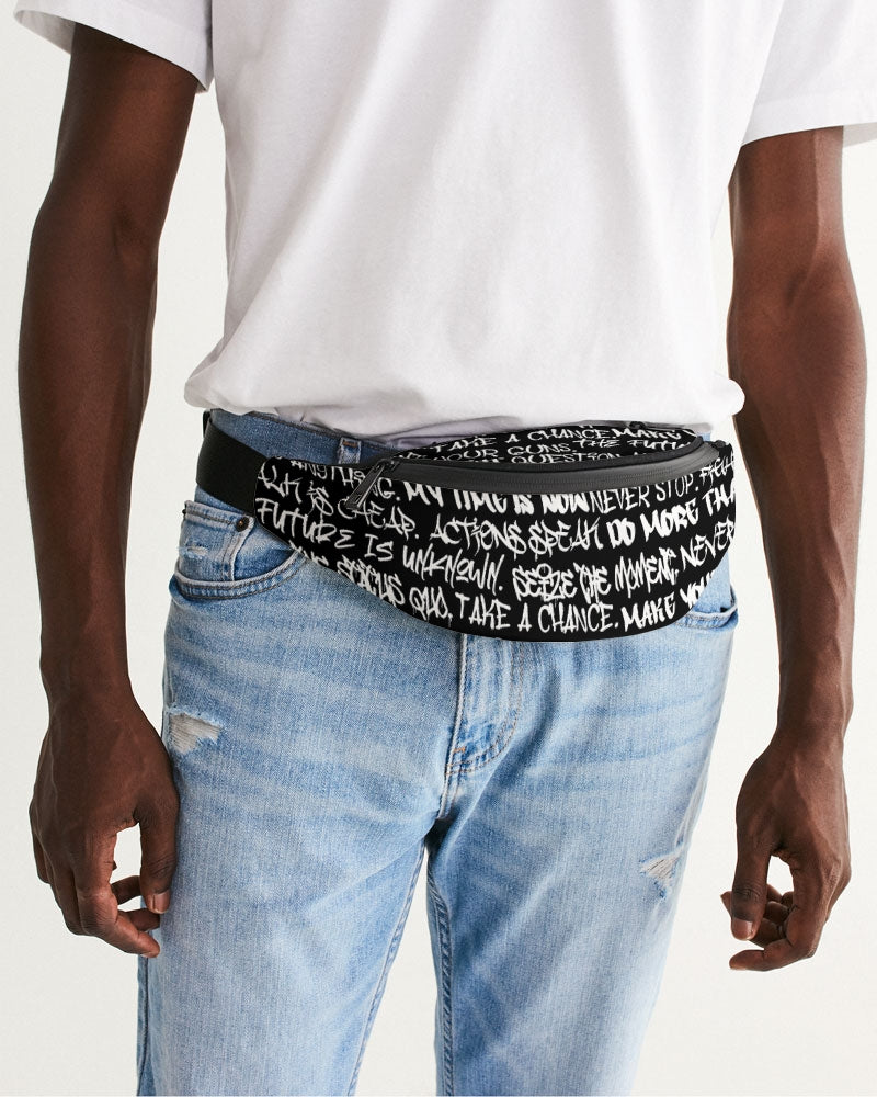 Empowering White Graffiti Crossbody Sling Bag - Punk Majesty Streetwear