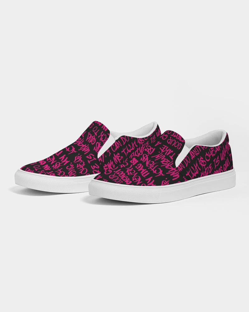 Empowering Pink Graffiti Women's Slip-On Canvas Shoe - Punk Majesty Streetwear