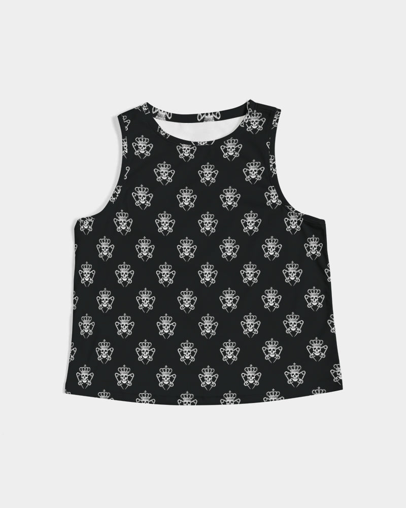 Logo Pattern Women's Cropped Tank - Punk Majesty Streetwear