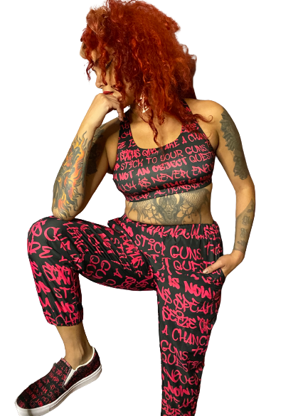Empowering Pink Graffiti Women's Seamless Sports Bra - Punk Majesty Streetwear