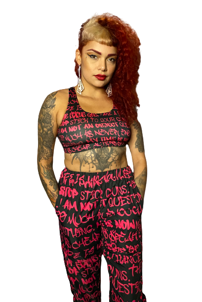 Empowering Pink Graffiti Women's Seamless Sports Bra - Punk Majesty Streetwear
