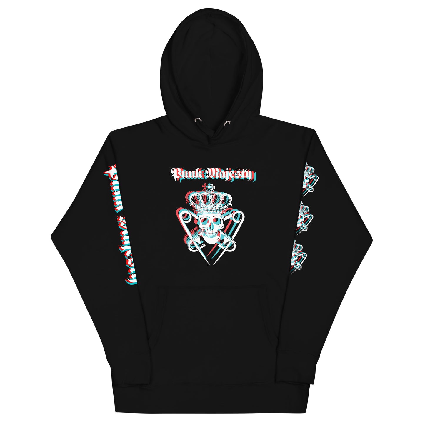 Punk Majesty 3D Logo Unisex Hoodie with Printed Sleeves - Punk Majesty Streetwear