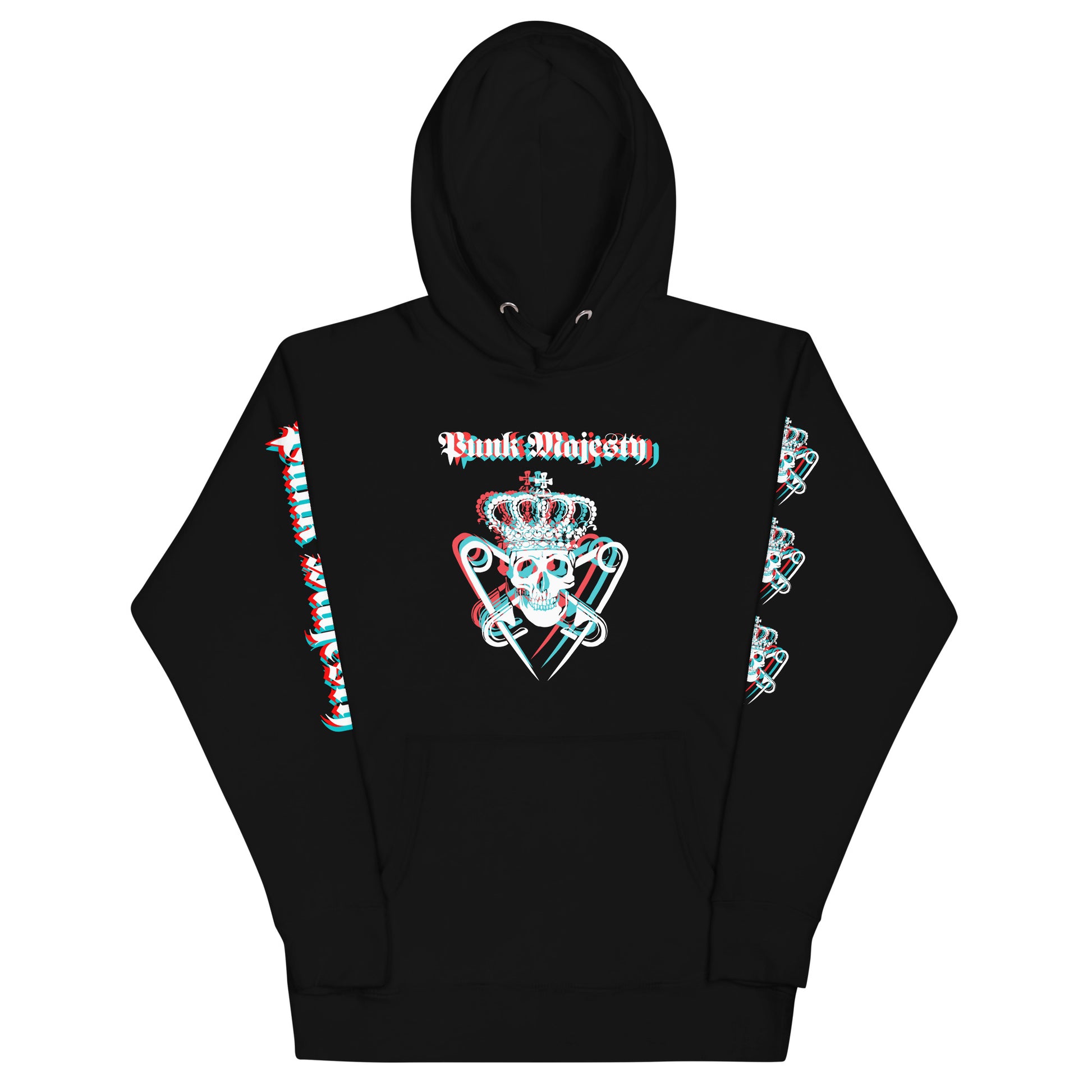 Punk Majesty 3D Logo Unisex Hoodie with Printed Sleeves - Punk Majesty Streetwear