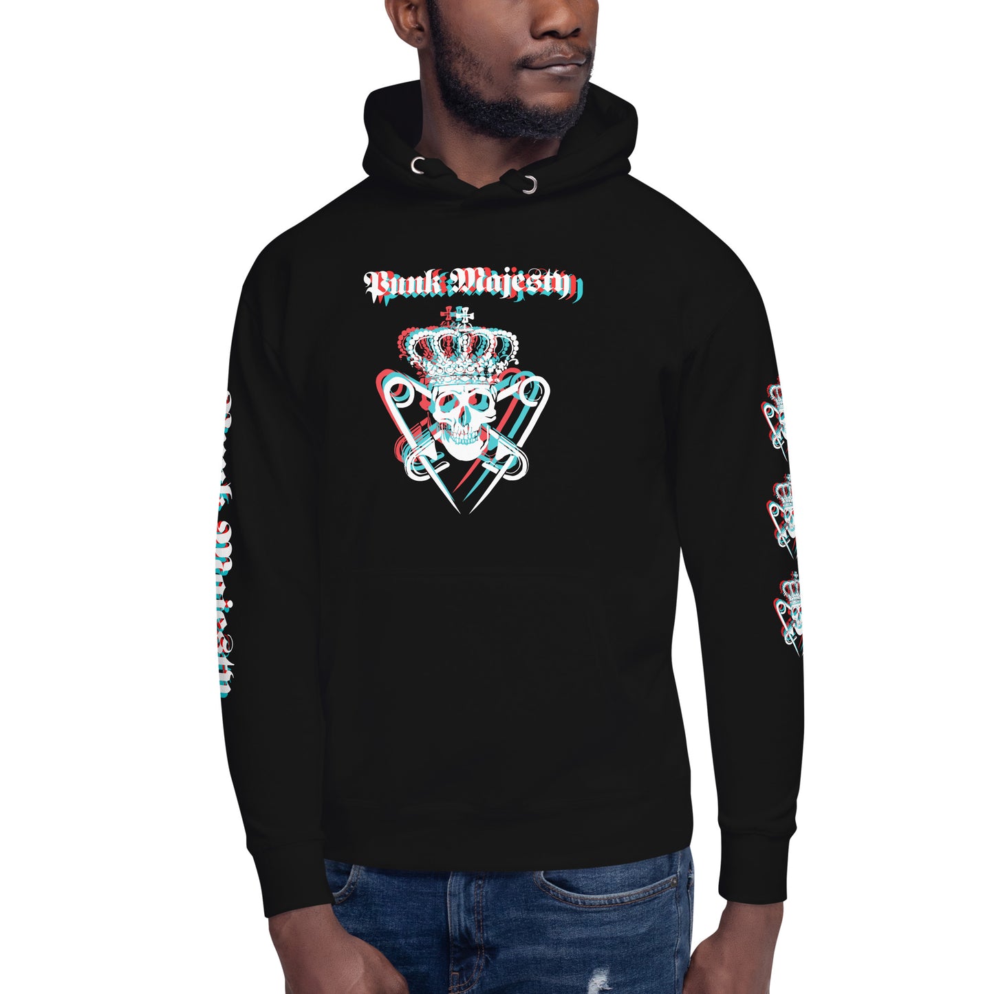 Punk Majesty 3D Logo Unisex Hoodie with Printed Sleeves - Punk Majesty Streetwear