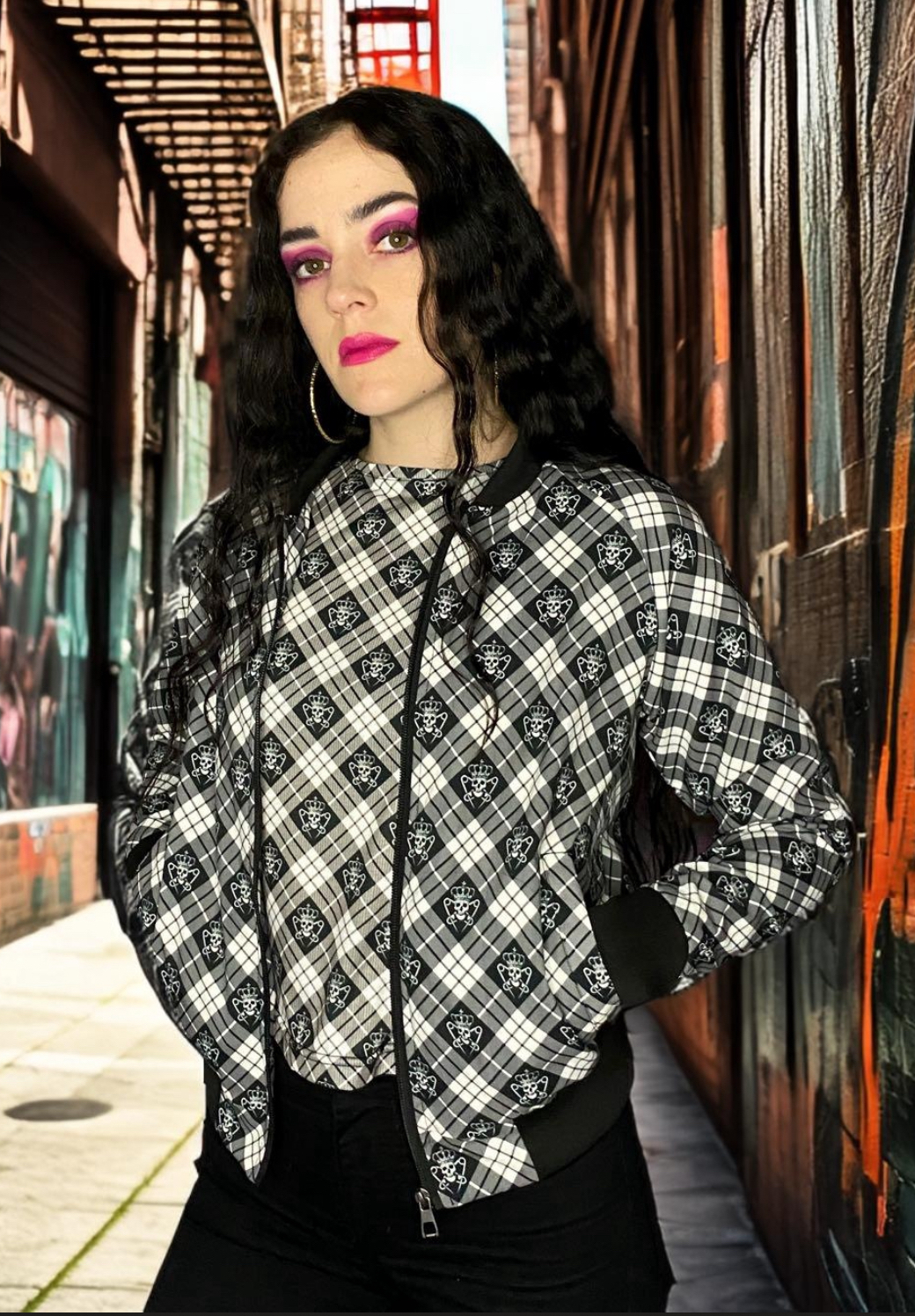 Punk Majesty Tartan Bomber Jacket and Tank Top