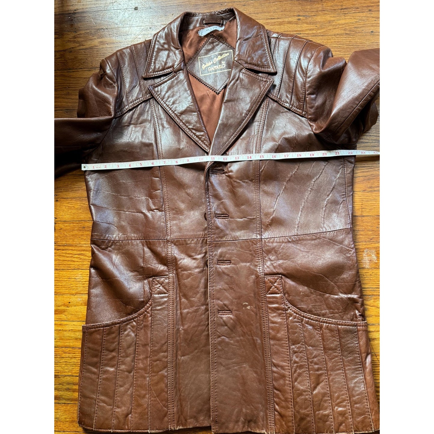Men's Brown Vintage Leather Jacket, X-Large, 44
