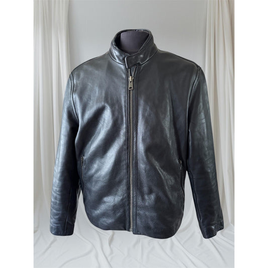 Men's Black Leather café racer style Jacket, XL