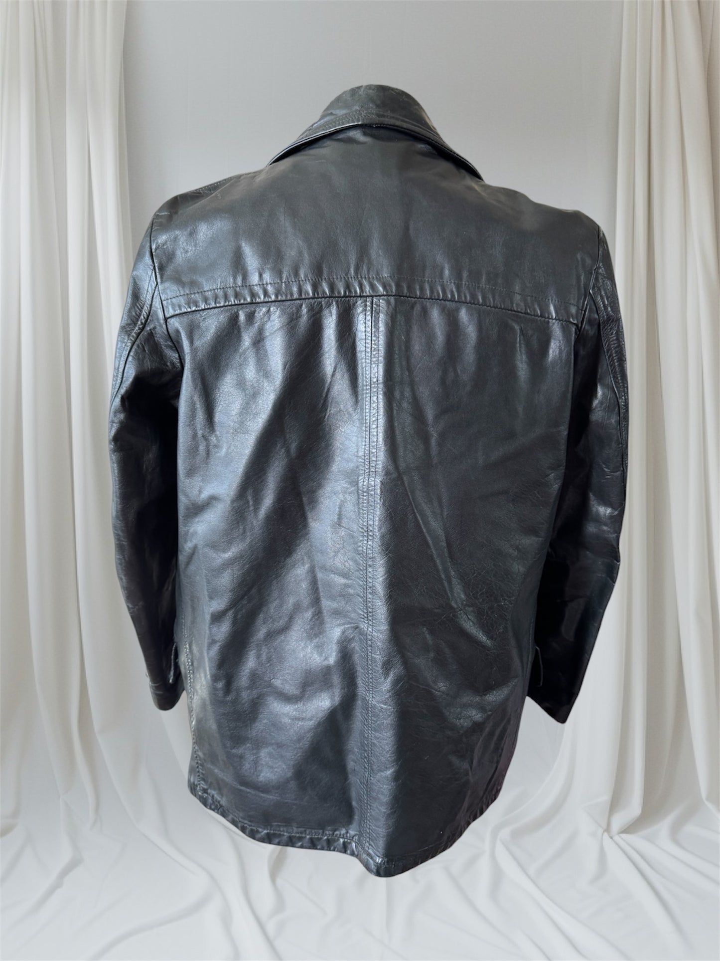 Men's 1970's Leather Blazer Jacket, Large