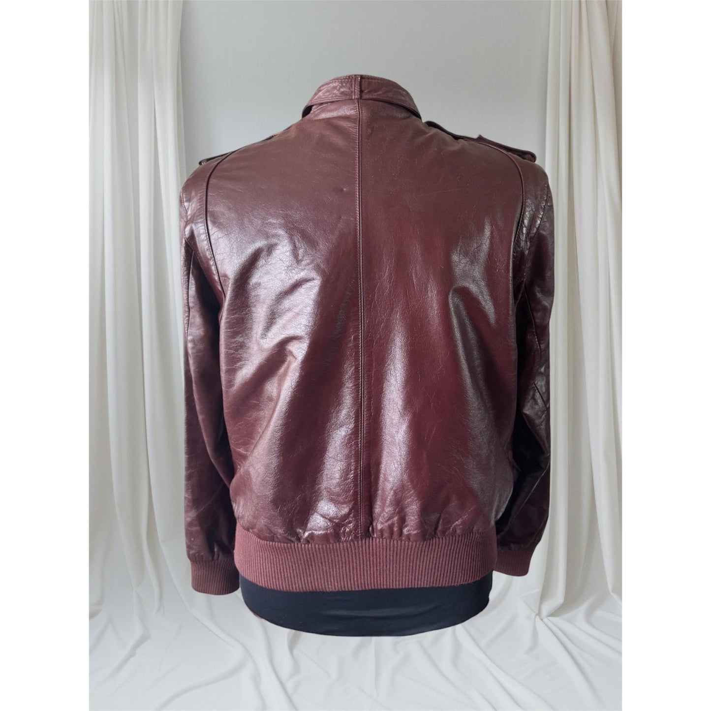 Men's Brownish Burgundy Vintage Leather Jacket, Large, 42