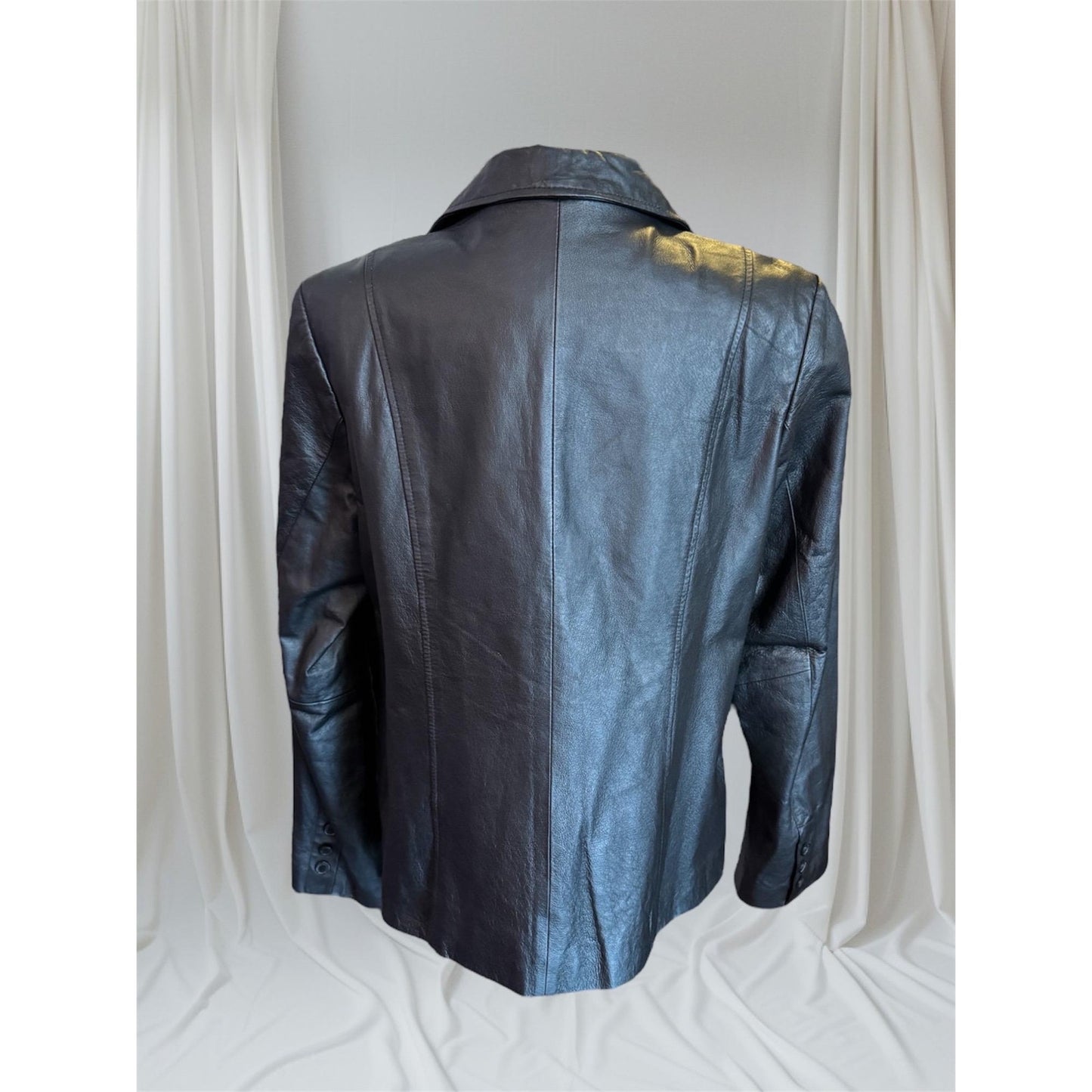 Black Leather Women's Blazer, M