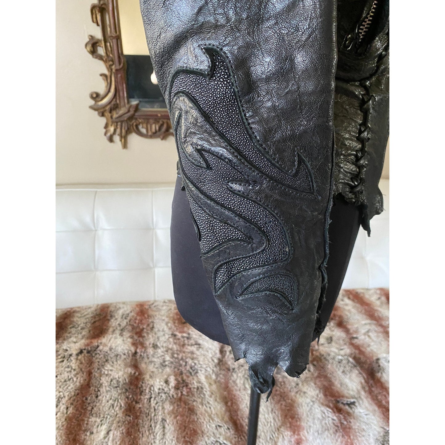 Eleven 11 Leather Jacket with Stingray & Studded Skull Back