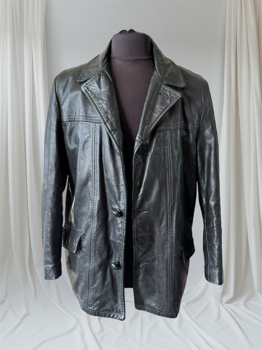 Men's Leather Blazer Jacket, Large
