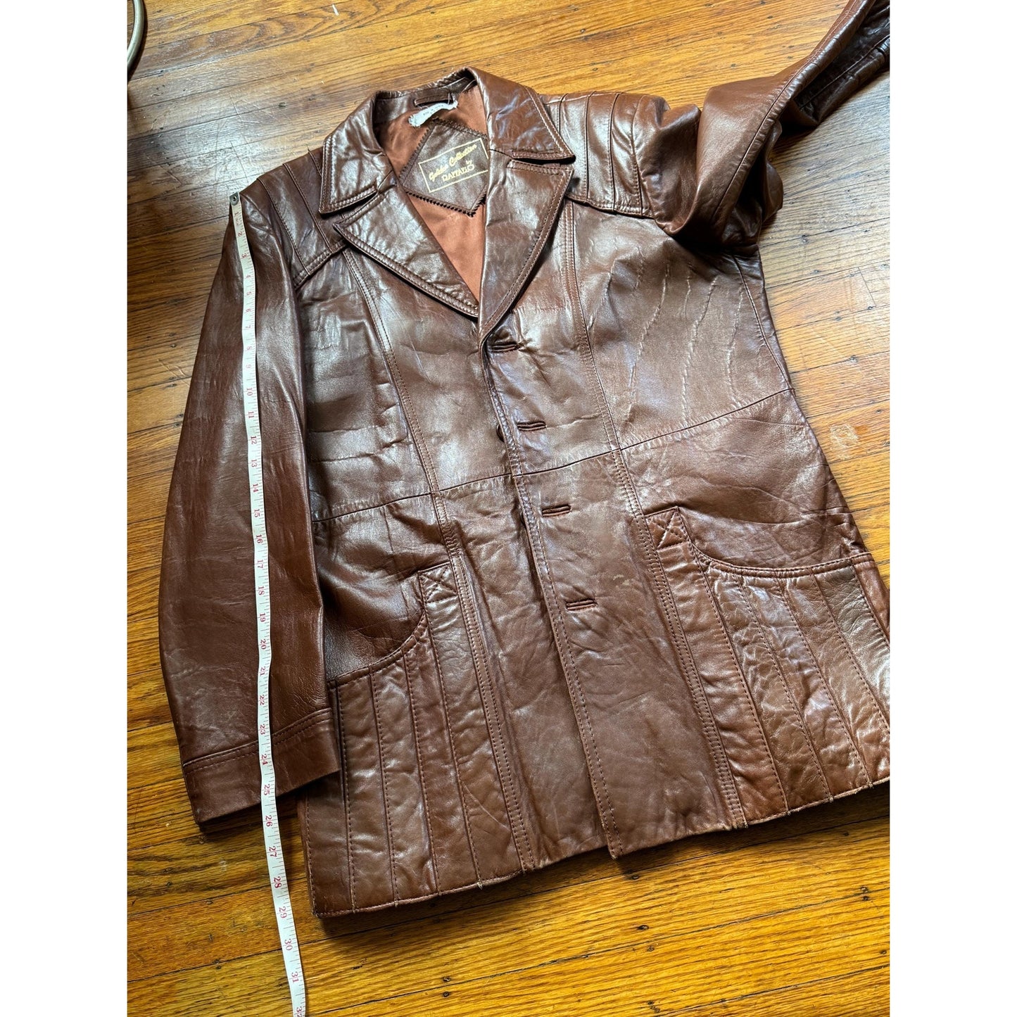 Men's Brown Vintage Leather Jacket, X-Large, 44