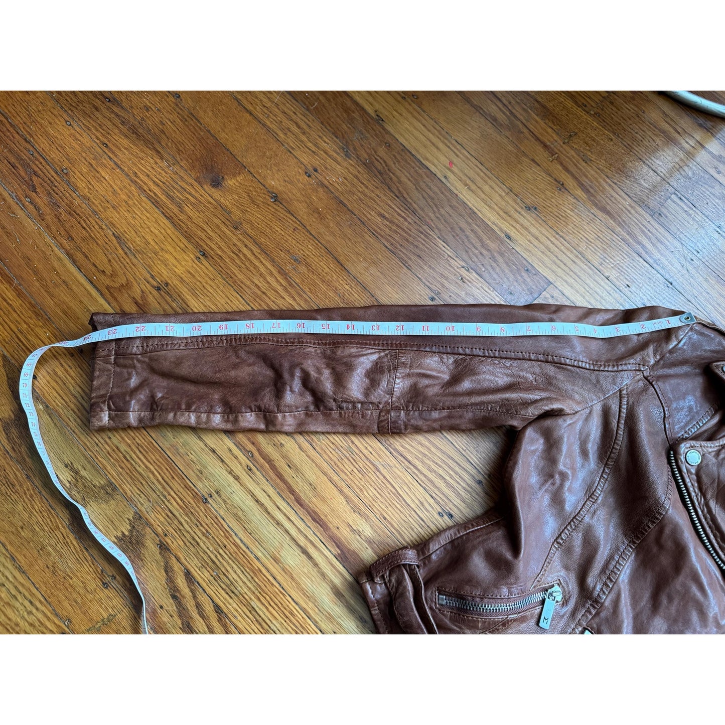 Women's Brown Leather Motorcycle Jacket, X-Small