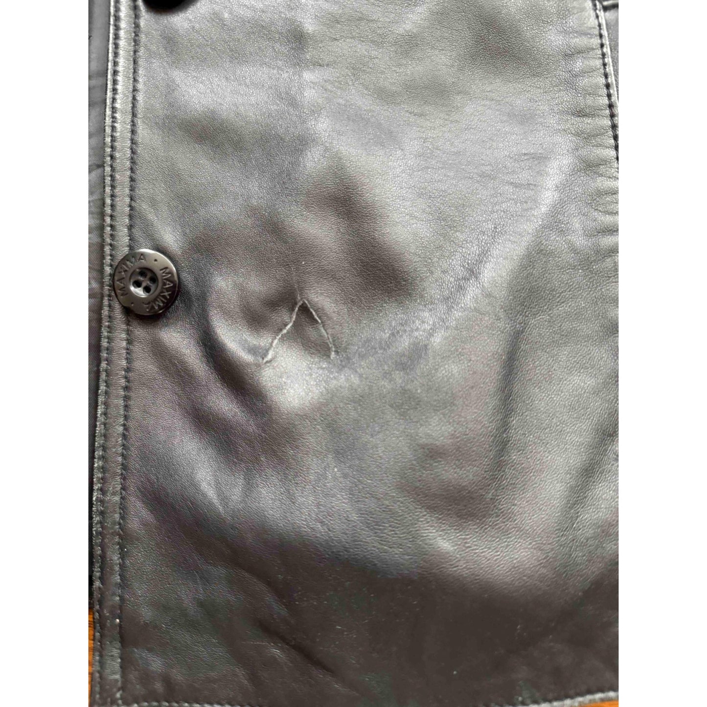 Black Leather Women's Blazer, Size L