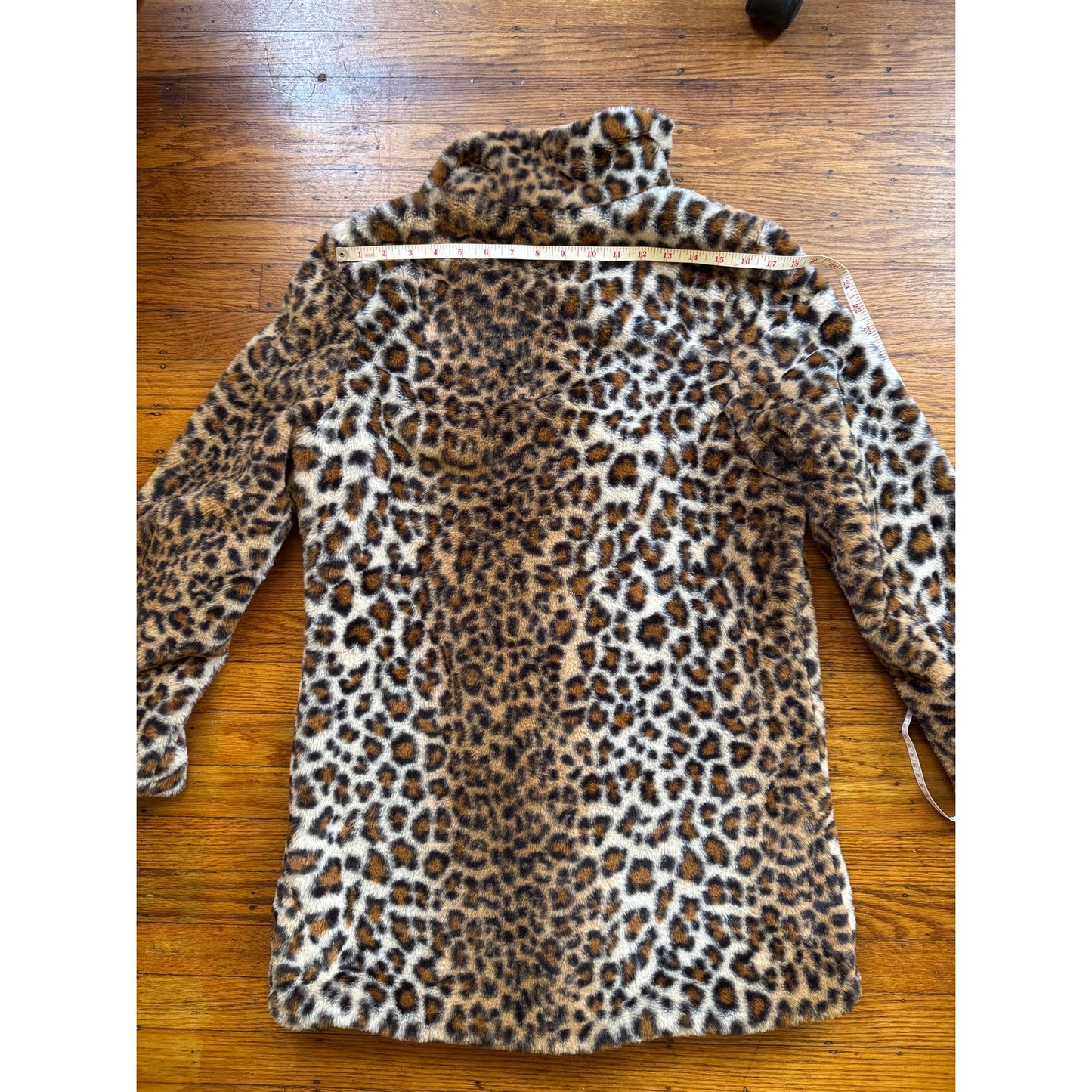 Women's Leopard Print Faux Fur Coat, S