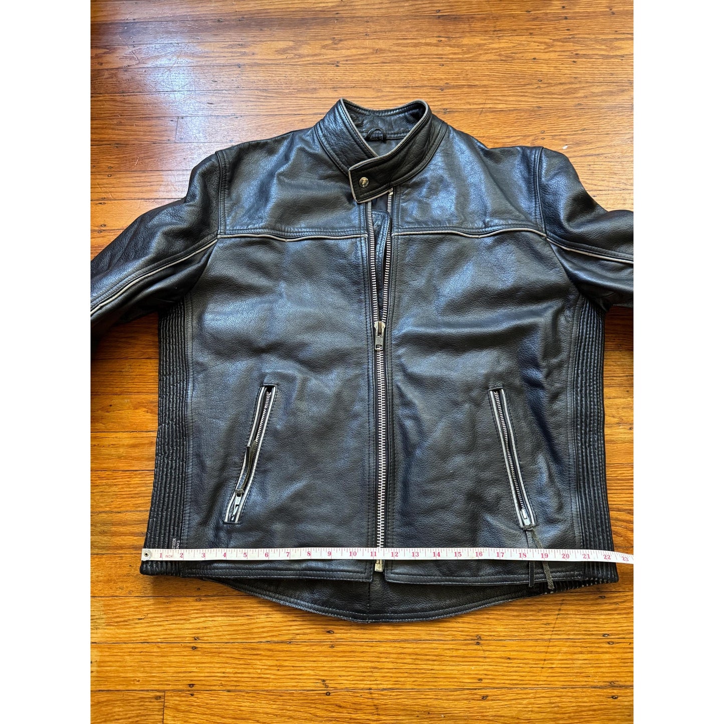 Men's Black Leather Cafe Racer Jacket, XL