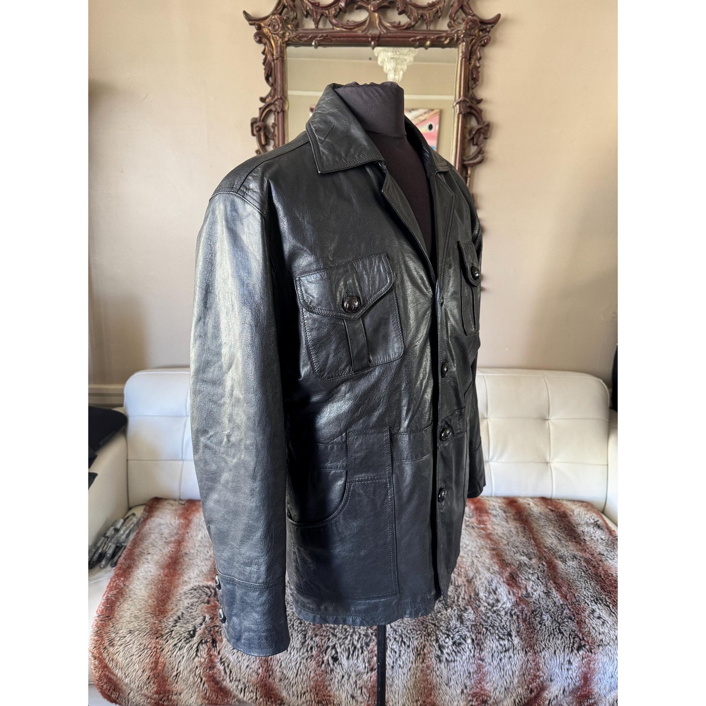 Men's Vintage Leather Jacket, X-Large, 46