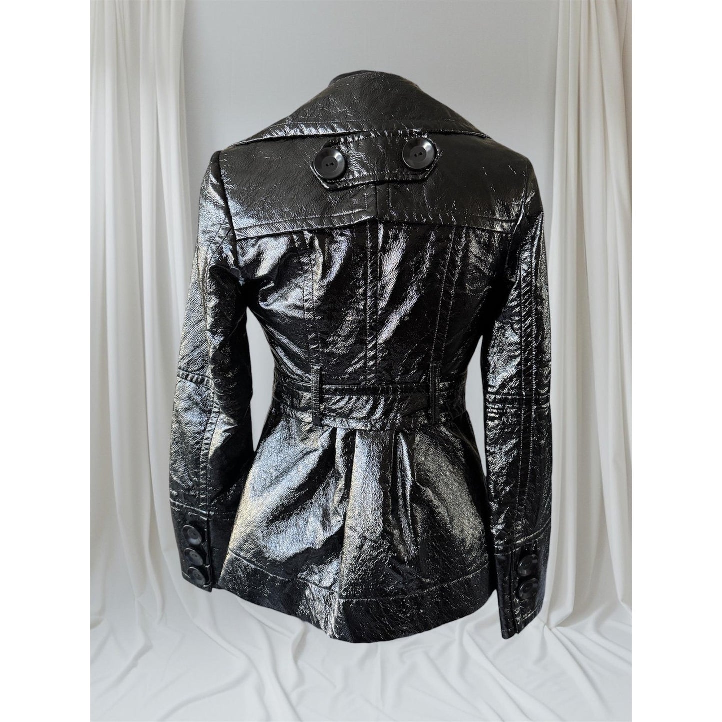 Women's Patent Leather Trench Coat, Small